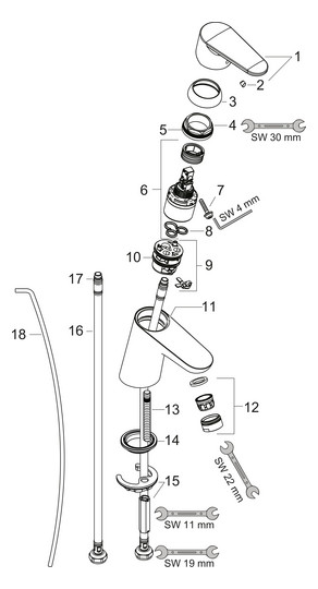 hansgrohe Waschtisch-Einhebelmischer Focus 70 mit Zugstangen-Ablaufgarnitur, chrom