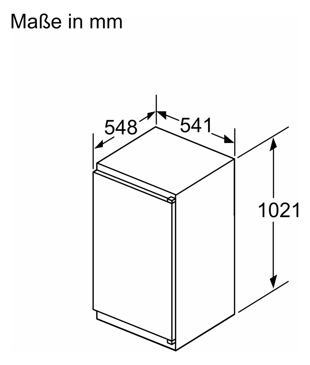 Kühlschrank EB E 132/15l N1025mm integr Schlepp 145kwh ws B541mm H1021mm