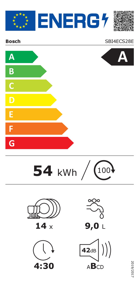 Geschirrspüler A edst integr B598mm 42dB 6prog BestSchub 865mm/o.Pl 14Gedecke