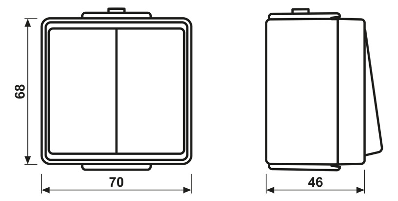 Wippschalter gr glz WG 600 AP IP44 2p 2f 10AX Wippschalter gr glz WG 600 AP IP44 2p 2f 10AX