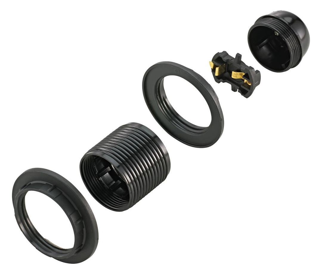 Bild Lampenfassung Isolierstoff schwarz E27 m ax.60W - REV-0