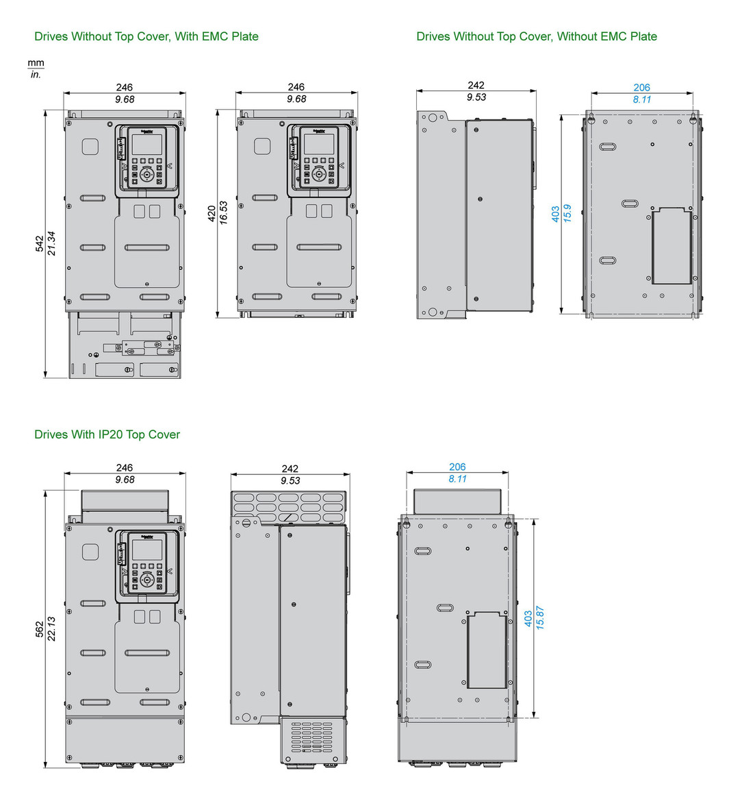 Frequenzumrichter 500-690V E3ph A3ph 5%F 599Hz 50/60Hz IP00 10%V