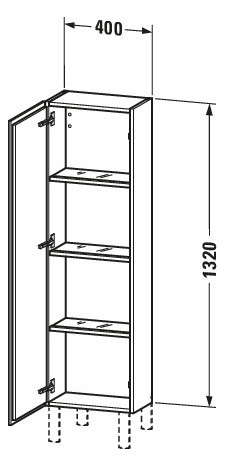 Duravit Halbhochschrank L-Cube 40x24,3x132cm, Tür links, eiche terra
