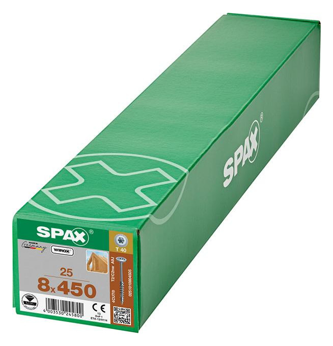 Bild Holzschraube Hi.FORCE Tellerkopf 8x450mm,Teilgw,Innensechsrund T40,WIROX - SPAX-1