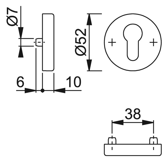 Bild Schlüsselrosette E42HS innen,rund,PZ, 10mm,F9714M - HOPPE-1