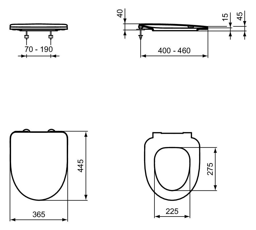 Ideal-Standard Wandtiefspül-WC-Paket i.life A 36,5x54,5x33cm, ohne Spülrand, weiß