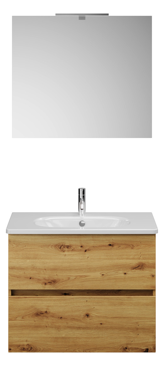 Burgbad Waschtisch-Kombination Rocio mit Spiegel, 80,5 x 200 x 46,5 cm, Eiche Dekor Urban