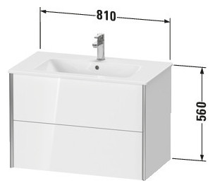 Duravit Waschtisch-Unterschrank XViu 81 x 48 x 56 cm, Eiche schwarz, 2 Schubkästen, wandhängend, champagner matt