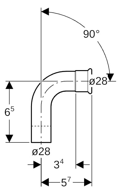 Geberit Gas-Bogen Mapress Ø 28 mm, 90Grad, mit Einschubende, Kupfer