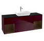 V&B Waschtisch-Unterschrank Wandbeleuchtung Finion 160cm, Abdeckplatte black matt, Regal Walnut Veneer, Peony Matt