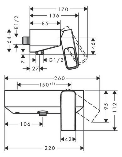 hansgrohe Brausen-Einhebelmischer Axor Urquiola AP, 1 Verbraucher, polished red gold