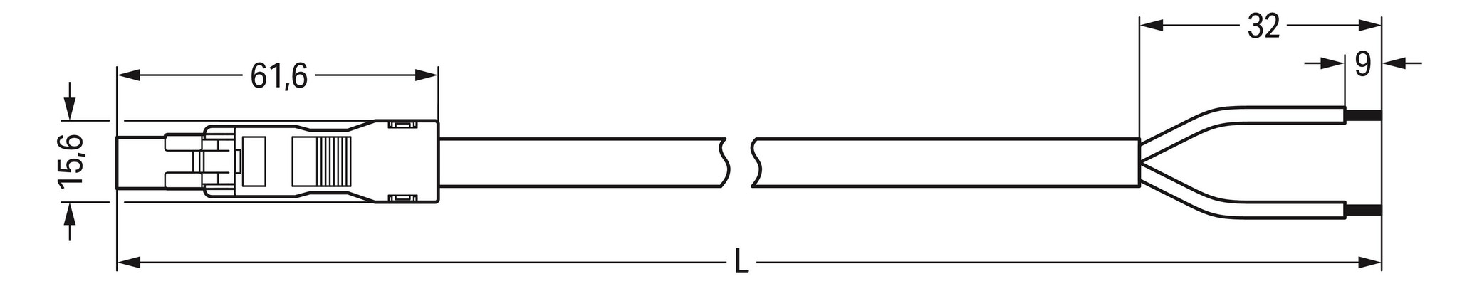 Systemverbindung 2p Serie 891 H05VV-F ws 1,5qmm 2x1,5qmm L8000mm Stecker fr.Ende