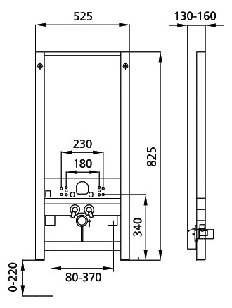 Burda Wand-Bidet-Element BS+ 82,5 cm, Standardanschluss