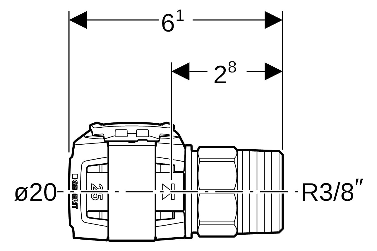 Geberit Übergang FlowFit Ø 20 mm, R 3/8, mit Außengewinde