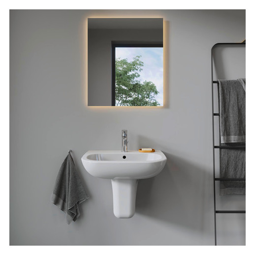 Duravit Waschtisch D-Code 60 x 46 cm, mit Hahnloch, Überlauf, Hahnlochbank, weiß