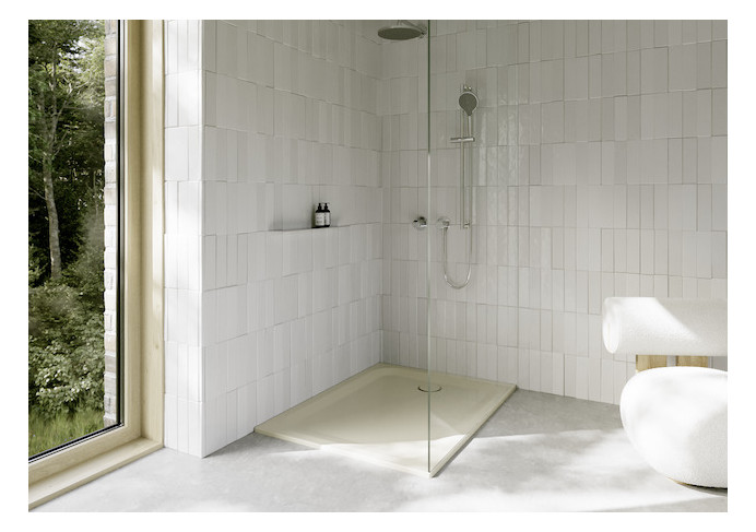 Duschwanne BetteUltra 1260 120x90x3,5cm, Glasur, Mini-Wannenträger, cream