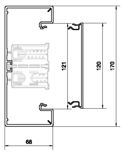 Geräteeinbaukanal Kst 170x68mm ver-ws RAL9016 GEB-K unbeh 10050qmm 2000mm Geräteeinbaukanal Kst 170x68mm ver-ws RAL9016 GEB-K unbeh 10050qmm 2000mm