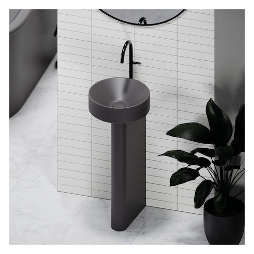 Waschtisch Pedestal BetteSuno d= 34x86,3cm, mit Hahnloch, silver
