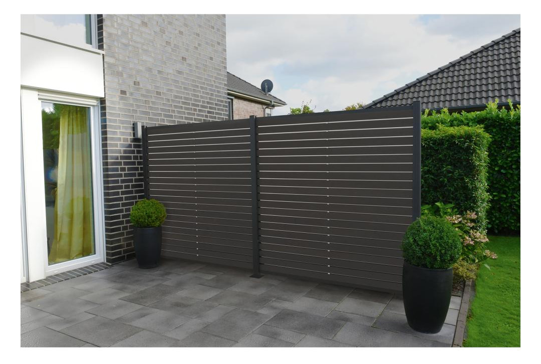Bild HANÖ-Serie ANTHRAZIT 21 Lamellen BPC-Rho mbus-Steckzaun 20 x 75/68 x 1793 mm - n.a.-2
