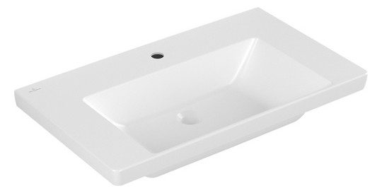 V&B Schrank-Waschtisch Subway 3.0 80x47cm, eckig, mit 1 Hahnloch/ohne Überlauf, stone white C-plus