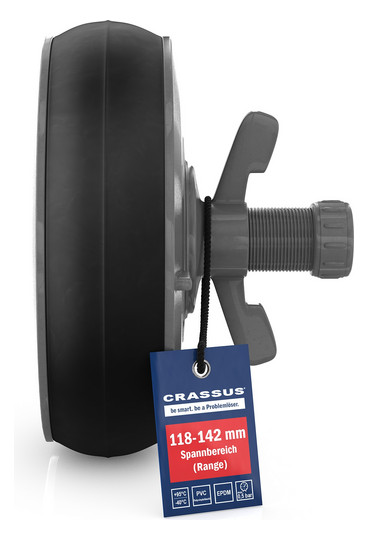 Crassus Schnellverschlussstopfen CSV 125, 118-142 mm, Länge 100 mm, EPDM/PVC