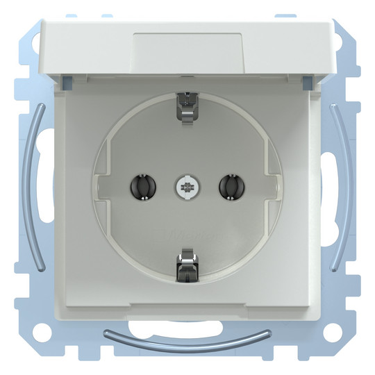 Steckdose 1f akws glz System M UP Klappd IP20 aktivweiß