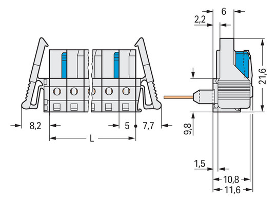 Verbindungsklemme 12p lgr Serie 722 12A 0,08-2,5qmm Thermopl 5mm Steckanschl