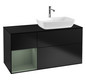 V&B Waschtisch-Unterschrank Finion 120cm, Abdeckplatte black matt, Regal Olive matt lacquer, Black matt lacquer