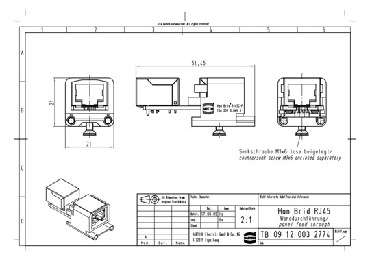 HART HAN Brid-RJ45 C-F WDF   09120032774 