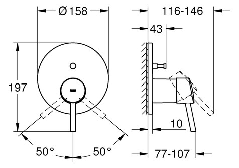 GROHE Fertigmontageset Concetto UP-Wannen-Einhebelmischer, chrom