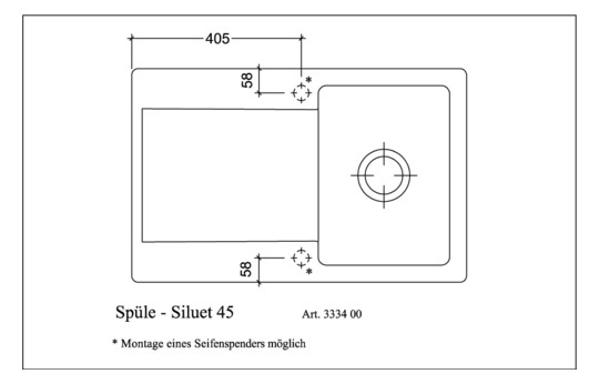 V&B Spüle Siluet 45 mit Ablaufgarnitur, Excenterbetätigung, ivory CeramicPlus