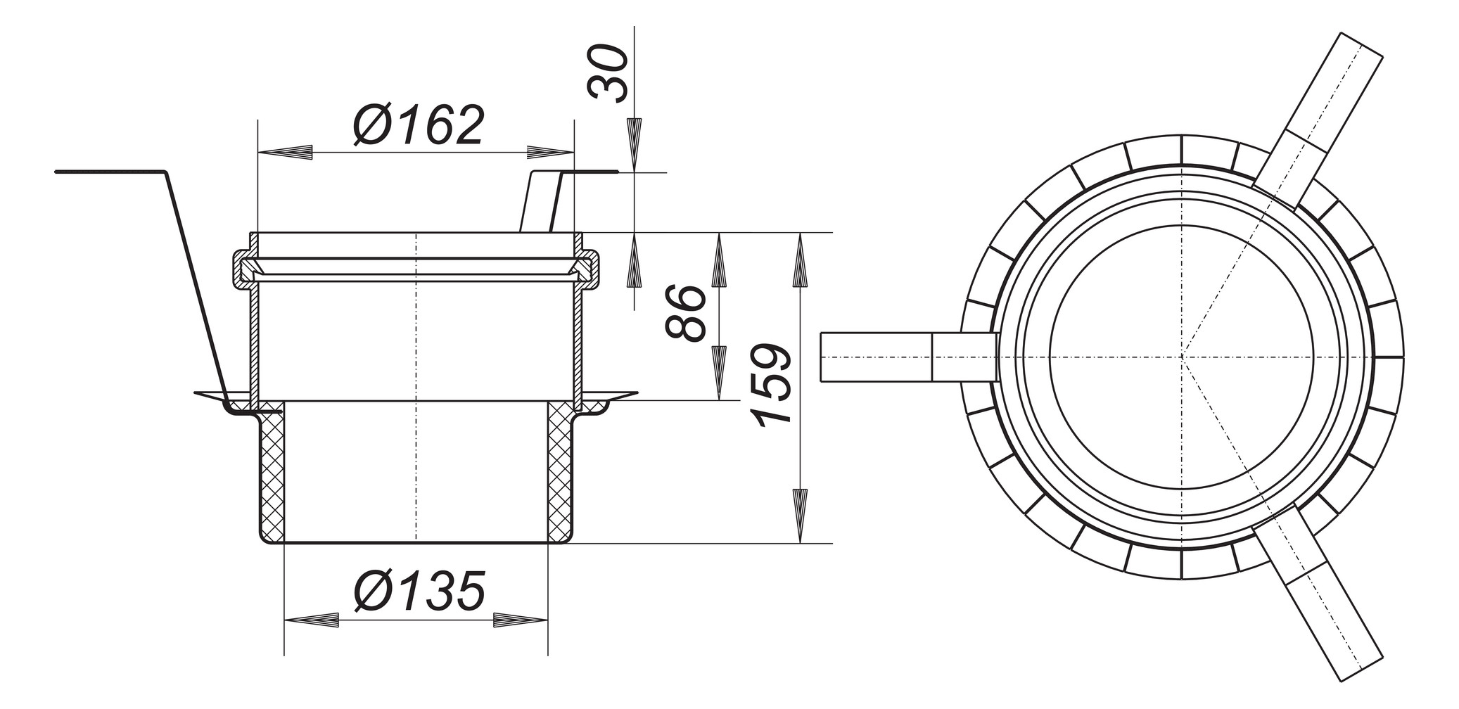 Dallmer Brand-/Schallschutz-Rohbauelement 5 DN 70/100