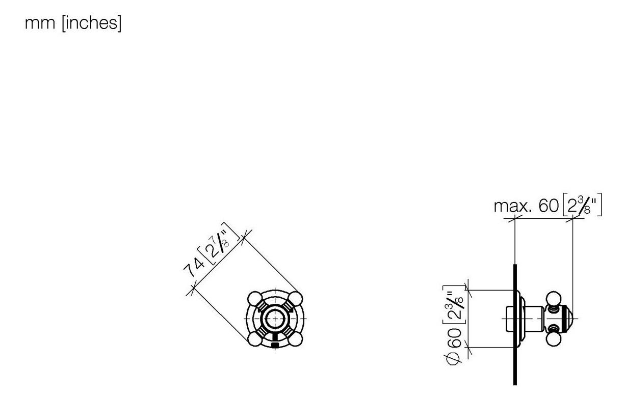 Dornbracht Fertigmontageset Madison UP-Dreiwege-Umstellung, Drehumstellung, Rosette d= 60mm, Platin