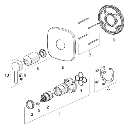HANSA Fertigmontageset HANSADESIGNO Style UP-Brause-Einhebelmischer, mit Funktionseinheit, chrom