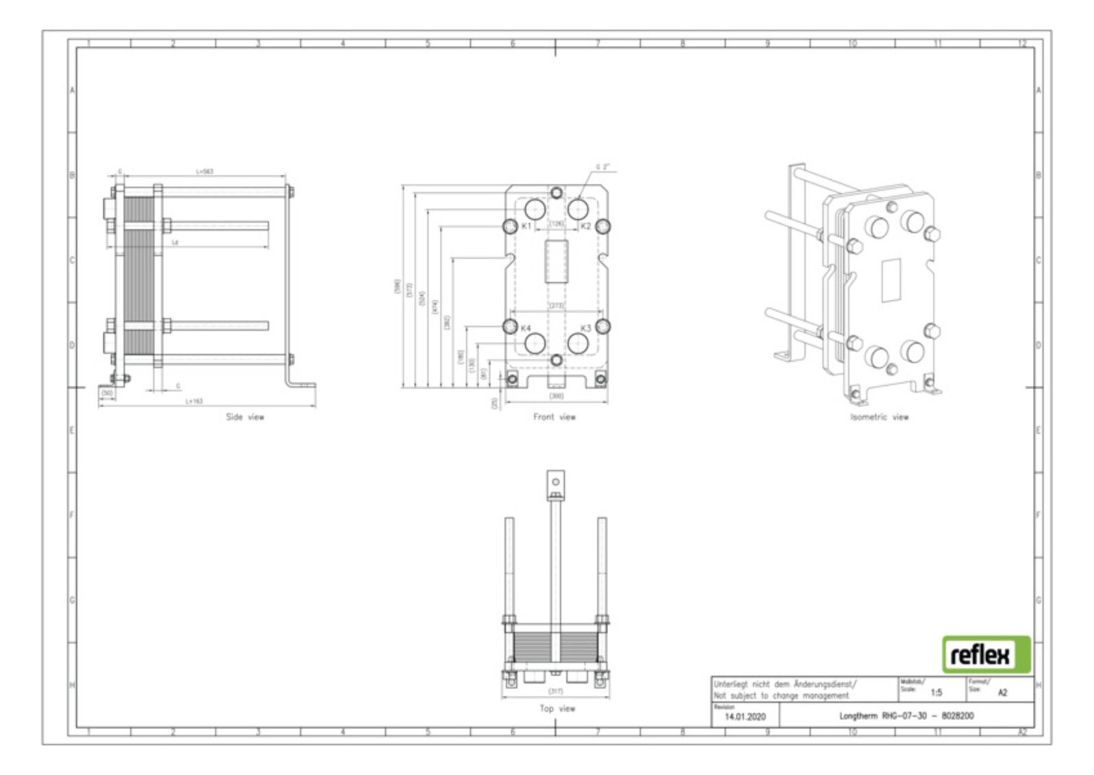 Reflex Wärmetauscher Longtherm RHG-07-30 Plattenzahl 30, geschraubt, Edelstahl
