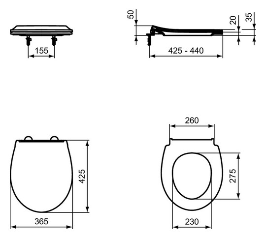 Ideal-Standard WC-Sitz Tirso Sandwich weiß, 36,5x42,5x5cm, Softclose