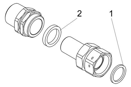 Schlösser Wasserzähler-Anschlussverschraubung 2205 1" Qn 2,5, mit Schiebestück, Messing