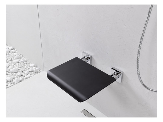 EMCO Wandklappsitz System 2 chrom/schwarz, mit Kunststoffsitzfläche