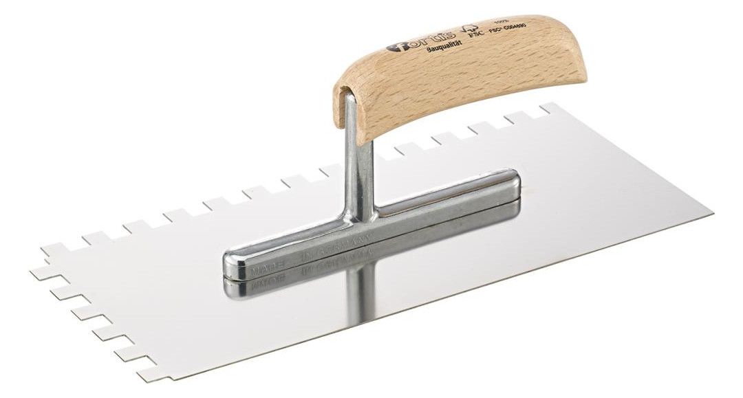 Bild Glättekelle 280x130mm gezahnt 10x10mm ro stfrei FORTIS Bau-0