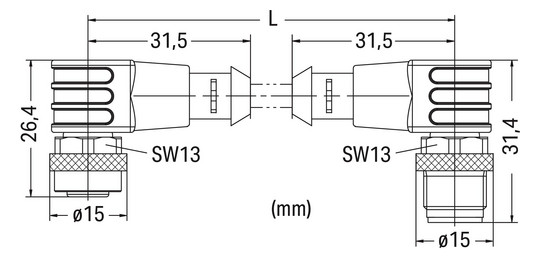 Sensor-Aktorkabel 4p 1m Serie 756 M12 Female abgew Polyurethan (PUR) hfr
