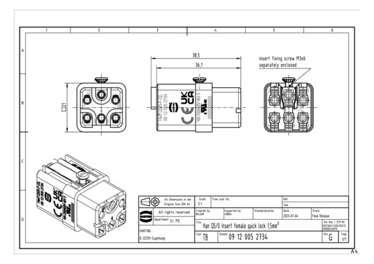 HART Buchseneinsatz Han      09120052734 
