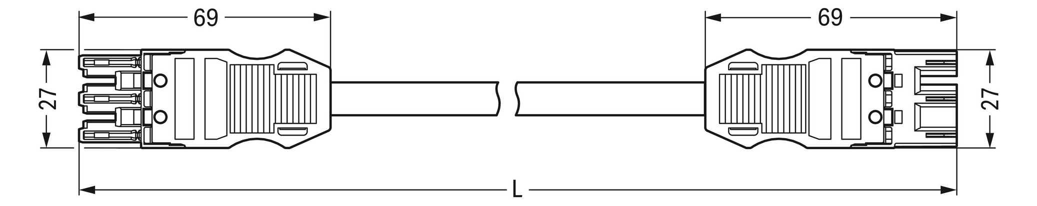 Systemverbindung 3p Serie 771 H05Z1Z1-F 3x1,5qmm L4000mm sw Buchse Stecker hfr Systemverbindung 3p Serie 771 H05Z1Z1-F 3x1,5qmm L4000mm sw Buchse Stecker hfr