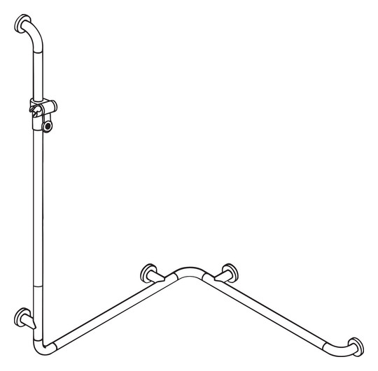 HEWI Duschhandlauf 801 762 x 1250 mm, stahlblau, mit Brausehalterstange