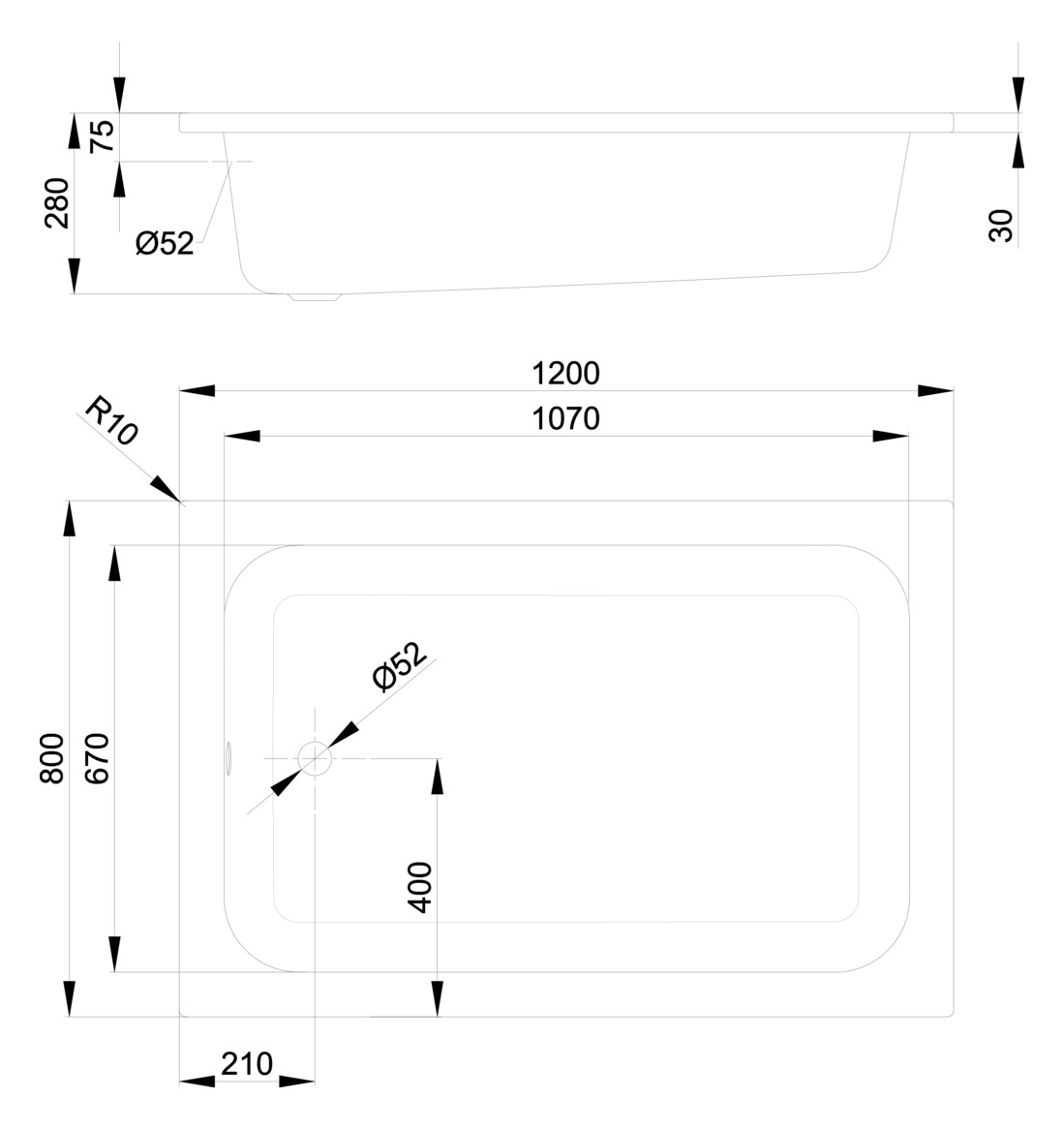 Duschwanne BetteDelta 120x80x28cm, pergamon