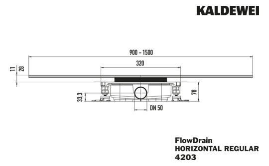 Kaldewei Ablaufgarnitur FlowDrain Mod 4203 horizontal, regular