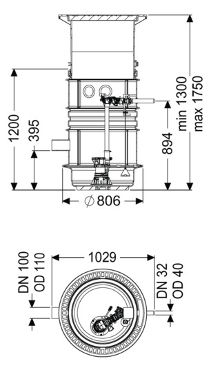 Kessel Pumpstation Aquapump Medium Mono GTF 600, 1300-1750 mm, mit SDS-Schaltgerät, Abdeckung D