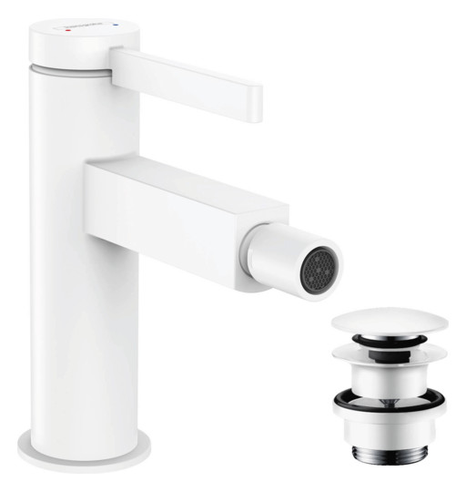 hansgrohe Bidet-Einhebelmischer Finoris mit Push-Open-Ablaufgarnitur, mattweiß