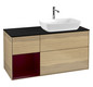 V&B Waschtisch-Unterschrank Finion 120cm, Abdeckplatte black matt, Regal Peony matt lacquer, Oak Veneer