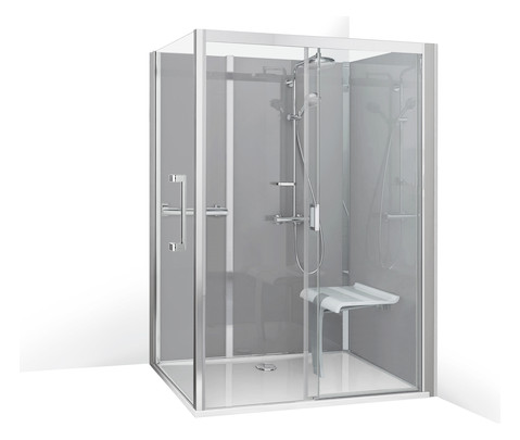 Roth Komplettdusche Vinata Comfort Eck 1660 x 677 x 2160 mm, ESG Rückwände anthrazit, ESG Schiebetür klar
