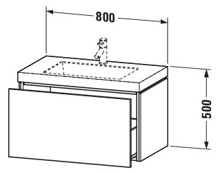 Duravit Waschtisch-Unterschrank c-bonded L-Cube 80 x 48 cm, 1 Hahnloch, eiche schwarz, 1 Auszug, wandhängend